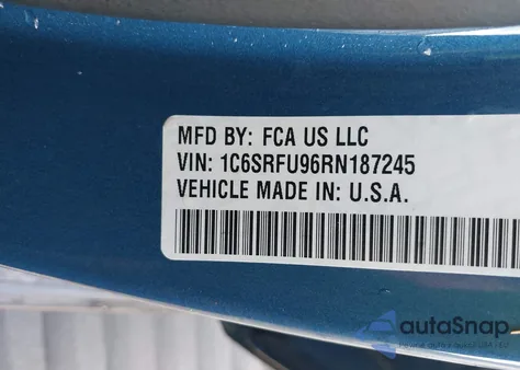 2024 Ram 1500 Trx 4X4 5'7 Box из США, поврежденный, VIN 1C6SRFU96RN187245